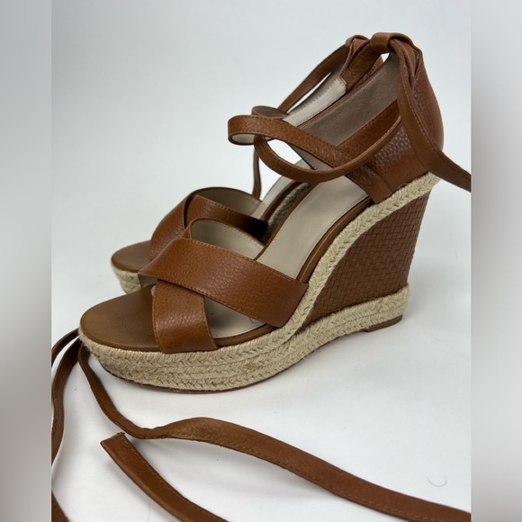 Paige Talia Wedge Ankle Wrap Sandals Women (Cognac) Size 10M - Picture 3 of 8
